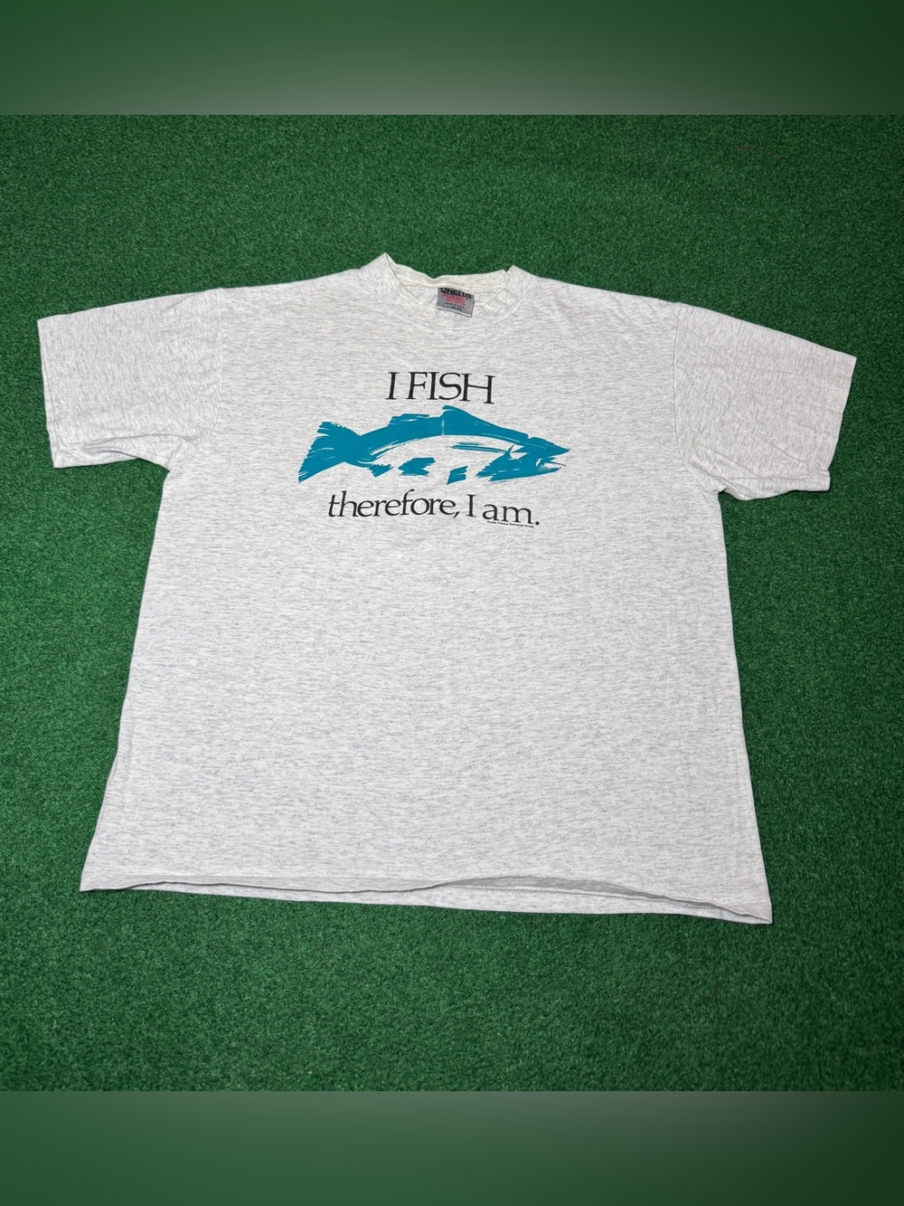 I Fish Therefore I Am Vintage Fishing Large 22x26 80s 90s T Shirt Rene Descartes